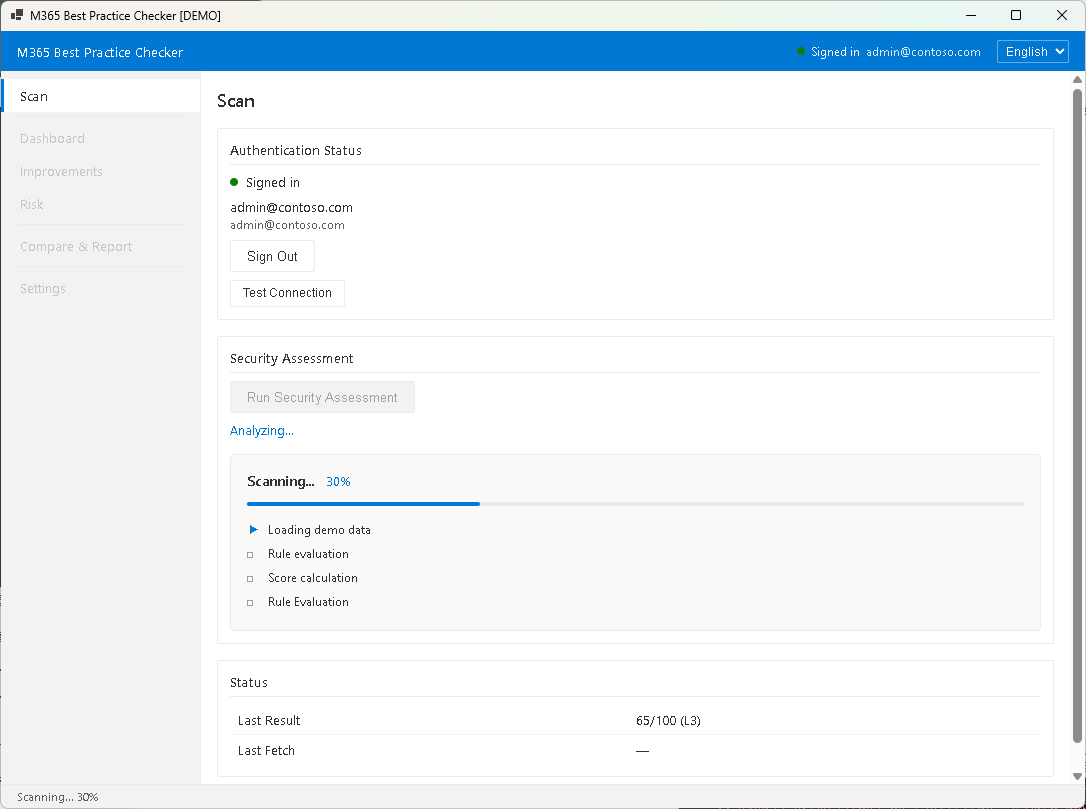 Scan progress screen